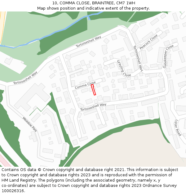 10, COMMA CLOSE, BRAINTREE, CM7 1WH: Location map and indicative extent of plot