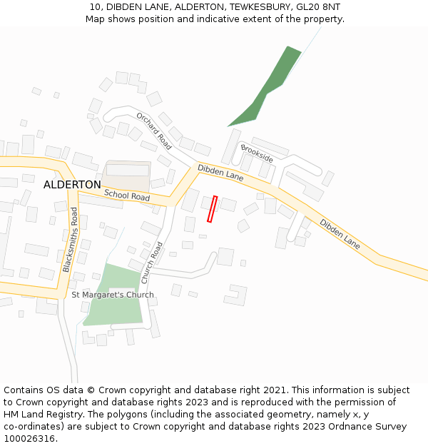 10, DIBDEN LANE, ALDERTON, TEWKESBURY, GL20 8NT: Location map and indicative extent of plot