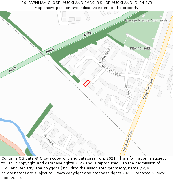10, FARNHAM CLOSE, AUCKLAND PARK, BISHOP AUCKLAND, DL14 8YR: Location map and indicative extent of plot