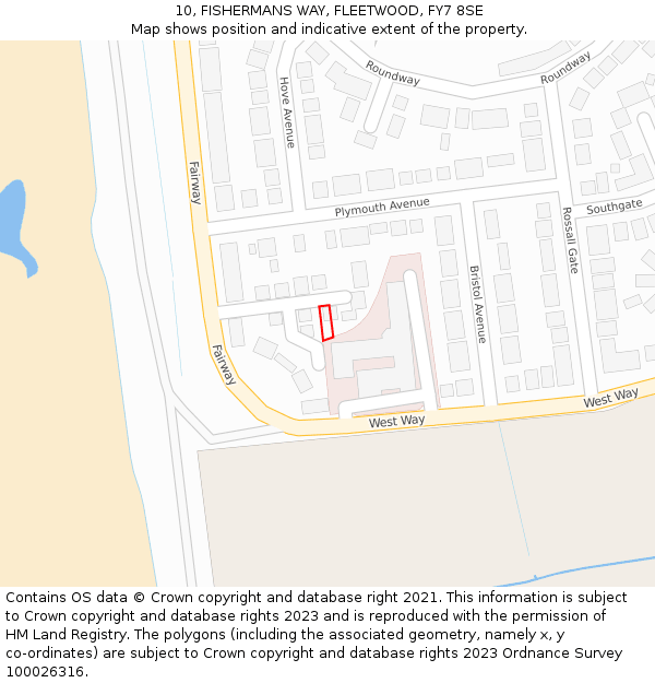 10, FISHERMANS WAY, FLEETWOOD, FY7 8SE: Location map and indicative extent of plot