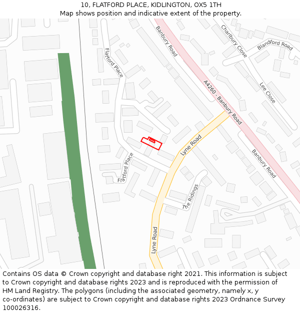 10, FLATFORD PLACE, KIDLINGTON, OX5 1TH: Location map and indicative extent of plot