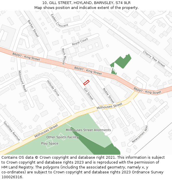 10, GILL STREET, HOYLAND, BARNSLEY, S74 9LR: Location map and indicative extent of plot