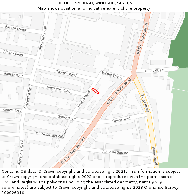 10, HELENA ROAD, WINDSOR, SL4 1JN: Location map and indicative extent of plot