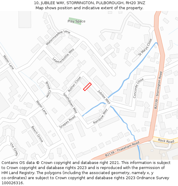 10, JUBILEE WAY, STORRINGTON, PULBOROUGH, RH20 3NZ: Location map and indicative extent of plot