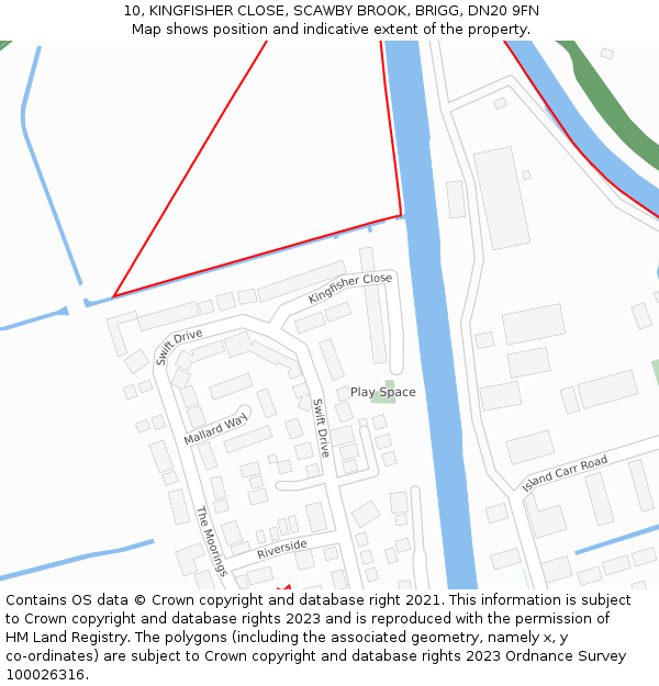 10, KINGFISHER CLOSE, SCAWBY BROOK, BRIGG, DN20 9FN: Location map and indicative extent of plot