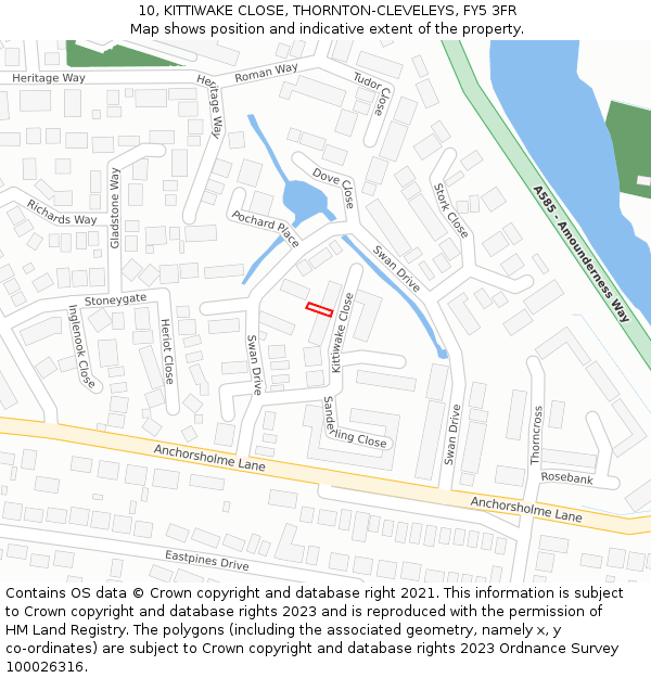 10, KITTIWAKE CLOSE, THORNTON-CLEVELEYS, FY5 3FR: Location map and indicative extent of plot