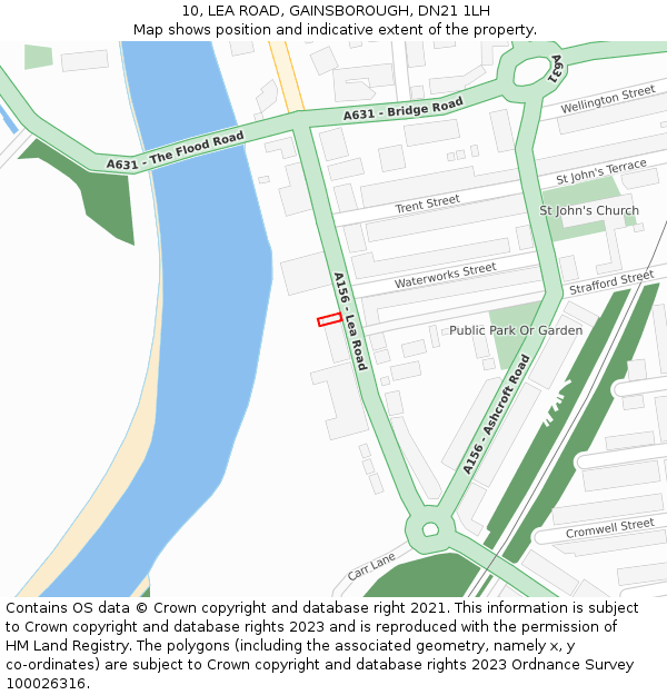 10, LEA ROAD, GAINSBOROUGH, DN21 1LH: Location map and indicative extent of plot