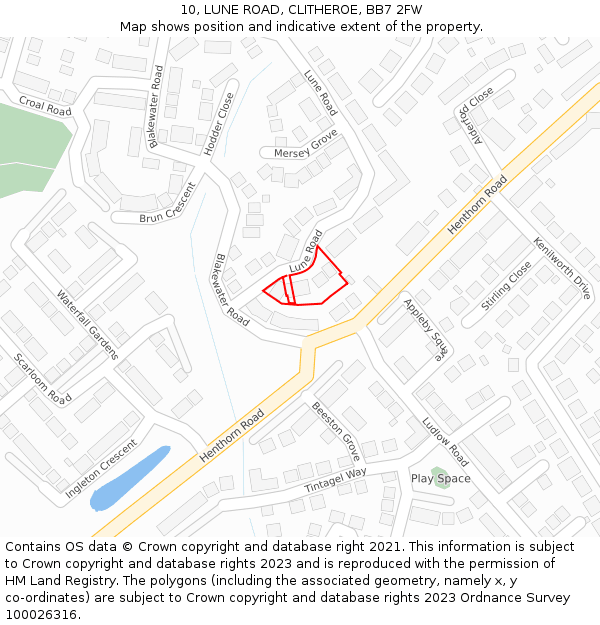 10, LUNE ROAD, CLITHEROE, BB7 2FW: Location map and indicative extent of plot