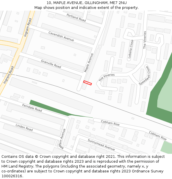 10, MAPLE AVENUE, GILLINGHAM, ME7 2NU: Location map and indicative extent of plot