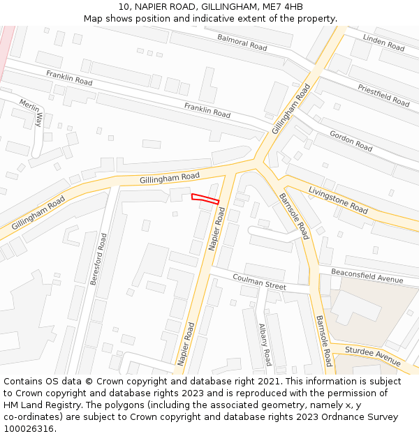 10, NAPIER ROAD, GILLINGHAM, ME7 4HB: Location map and indicative extent of plot