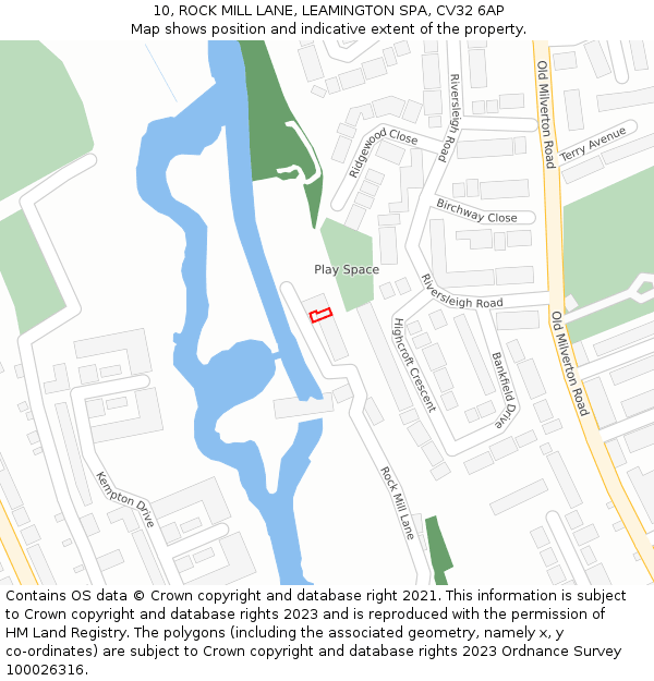 10, ROCK MILL LANE, LEAMINGTON SPA, CV32 6AP: Location map and indicative extent of plot
