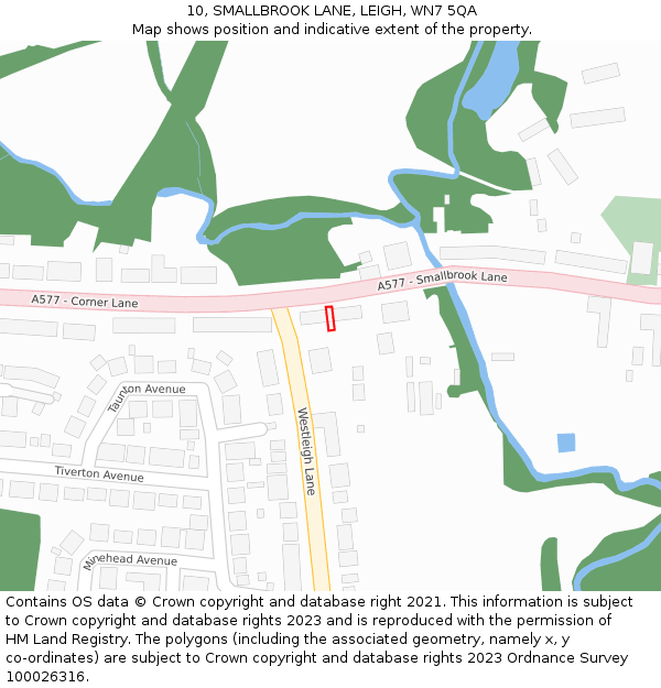 10, SMALLBROOK LANE, LEIGH, WN7 5QA: Location map and indicative extent of plot