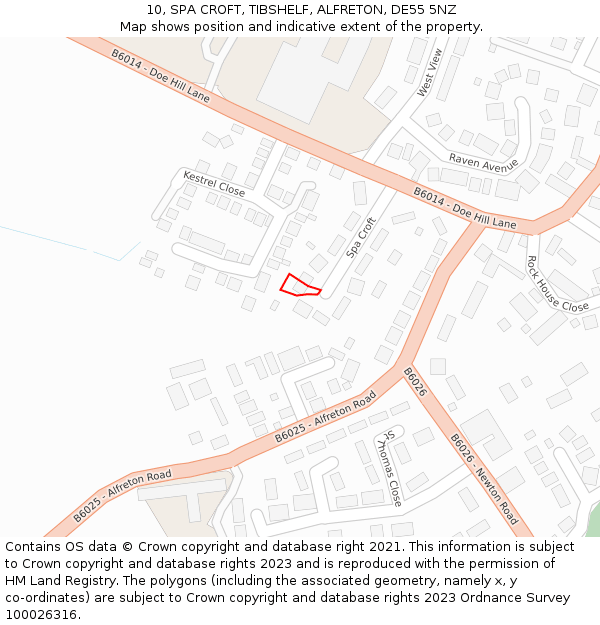 10, SPA CROFT, TIBSHELF, ALFRETON, DE55 5NZ: Location map and indicative extent of plot