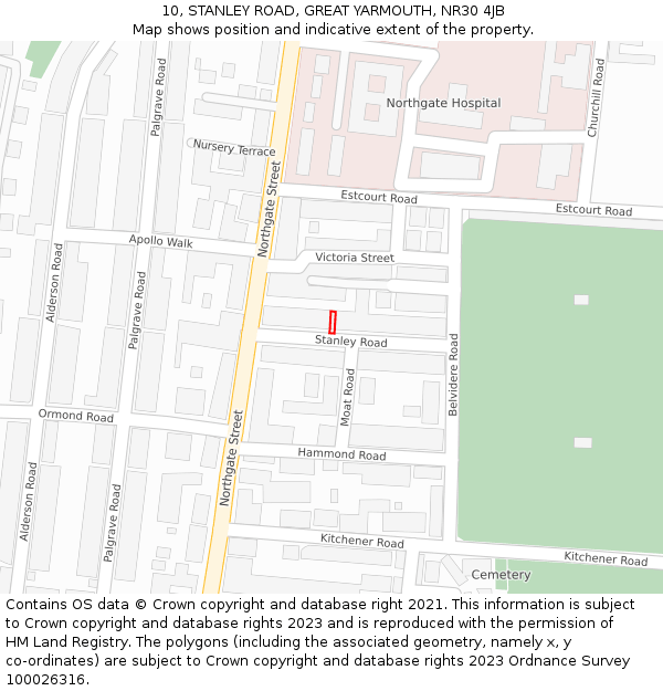 10, STANLEY ROAD, GREAT YARMOUTH, NR30 4JB: Location map and indicative extent of plot