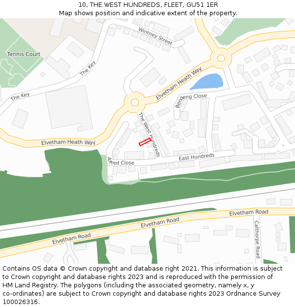 10, THE WEST HUNDREDS, FLEET, GU51 1ER: Location map and indicative extent of plot