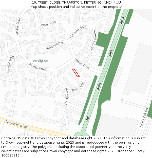 10, TREEN CLOSE, THRAPSTON, KETTERING, NN14 4UU: Location map and indicative extent of plot