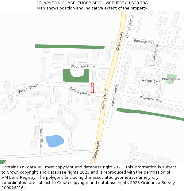 10, WALTON CHASE, THORP ARCH, WETHERBY, LS23 7RA: Location map and indicative extent of plot
