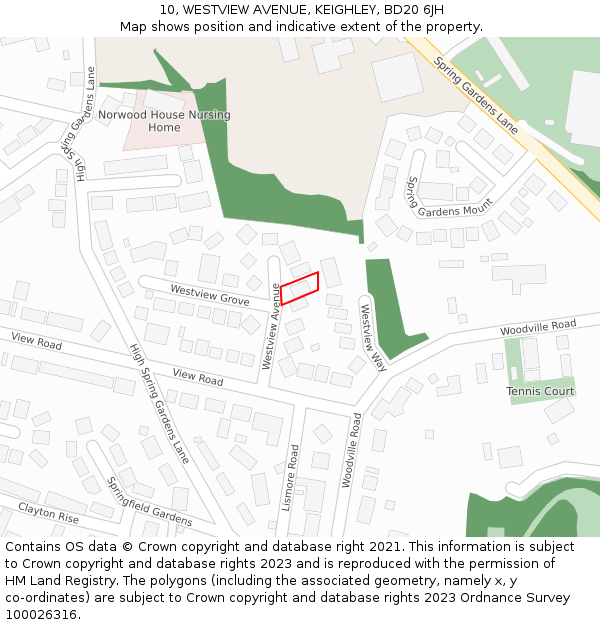 10, WESTVIEW AVENUE, KEIGHLEY, BD20 6JH: Location map and indicative extent of plot