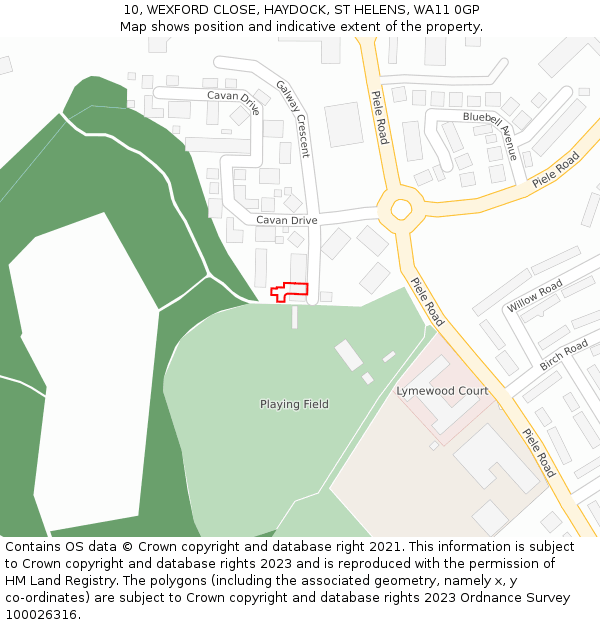 10, WEXFORD CLOSE, HAYDOCK, ST HELENS, WA11 0GP: Location map and indicative extent of plot