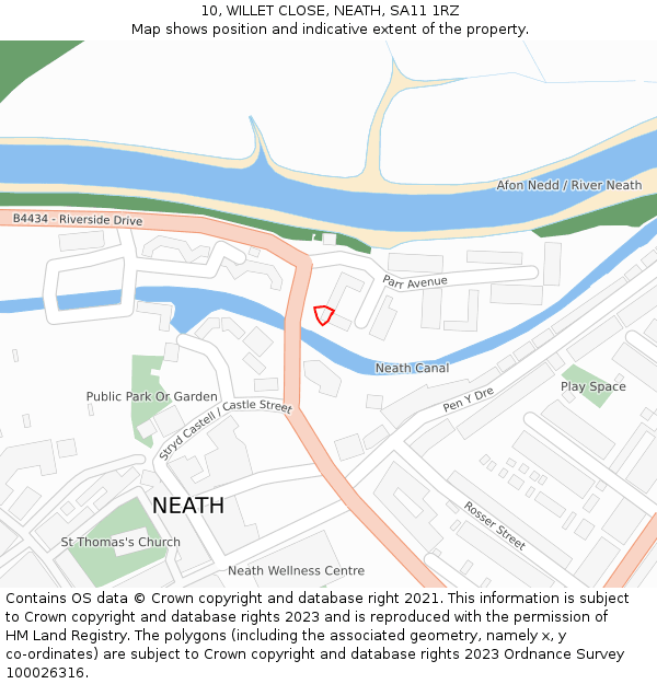 10, WILLET CLOSE, NEATH, SA11 1RZ: Location map and indicative extent of plot