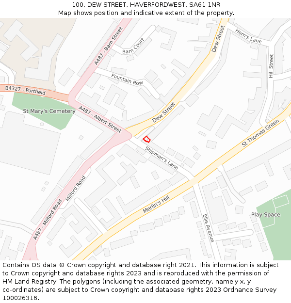 100, DEW STREET, HAVERFORDWEST, SA61 1NR: Location map and indicative extent of plot