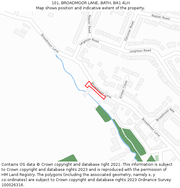 101, BROADMOOR LANE, BATH, BA1 4LH: Location map and indicative extent of plot