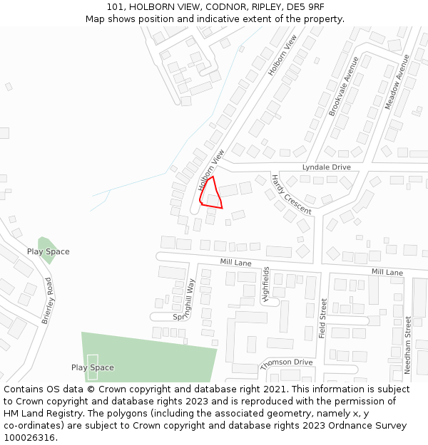 101, HOLBORN VIEW, CODNOR, RIPLEY, DE5 9RF: Location map and indicative extent of plot