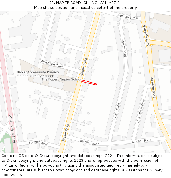 101, NAPIER ROAD, GILLINGHAM, ME7 4HH: Location map and indicative extent of plot