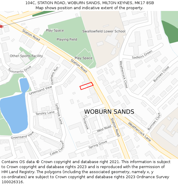 104C, STATION ROAD, WOBURN SANDS, MILTON KEYNES, MK17 8SB: Location map and indicative extent of plot
