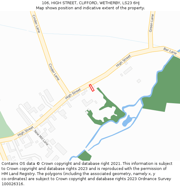 106, HIGH STREET, CLIFFORD, WETHERBY, LS23 6HJ: Location map and indicative extent of plot