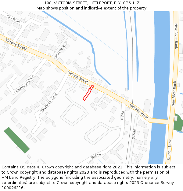 108, VICTORIA STREET, LITTLEPORT, ELY, CB6 1LZ: Location map and indicative extent of plot