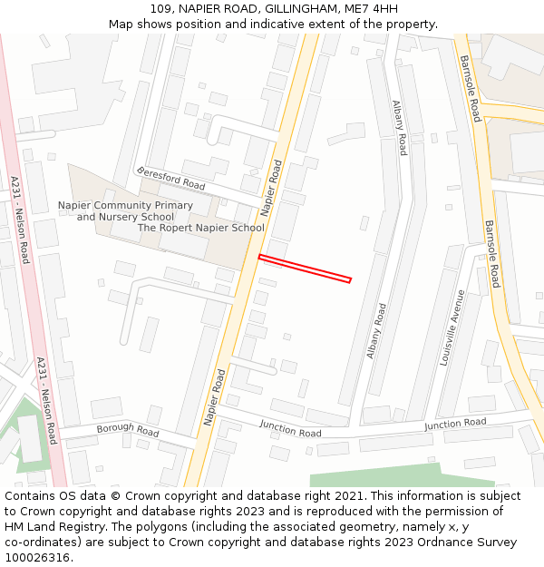 109, NAPIER ROAD, GILLINGHAM, ME7 4HH: Location map and indicative extent of plot
