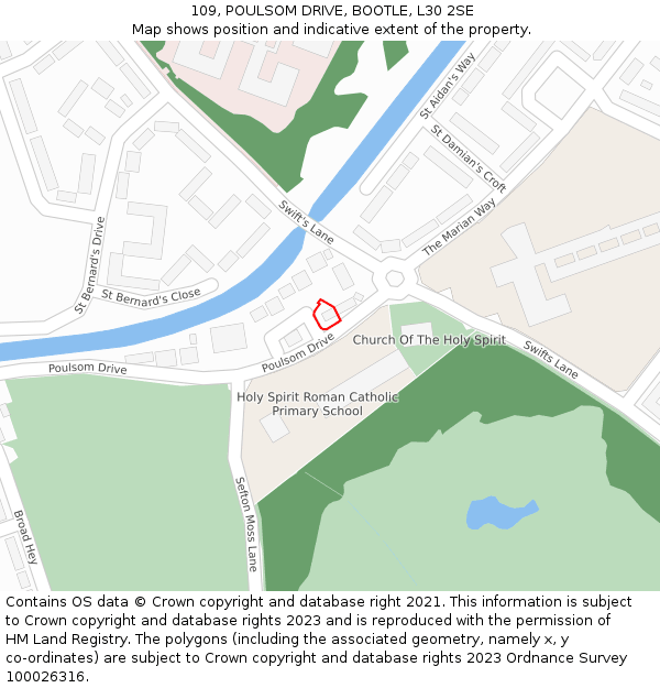 109, POULSOM DRIVE, BOOTLE, L30 2SE: Location map and indicative extent of plot