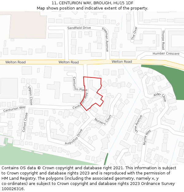 11, CENTURION WAY, BROUGH, HU15 1DF: Location map and indicative extent of plot