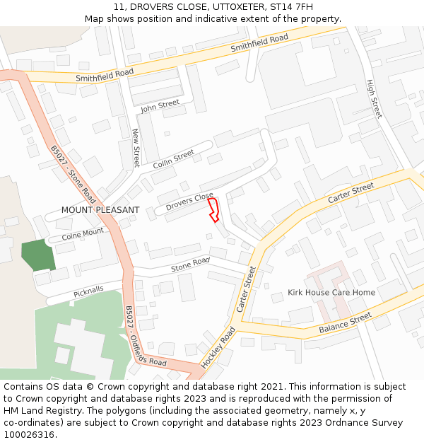 11, DROVERS CLOSE, UTTOXETER, ST14 7FH: Location map and indicative extent of plot