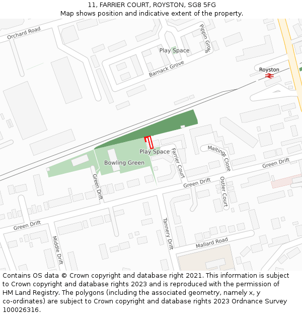 11, FARRIER COURT, ROYSTON, SG8 5FG: Location map and indicative extent of plot