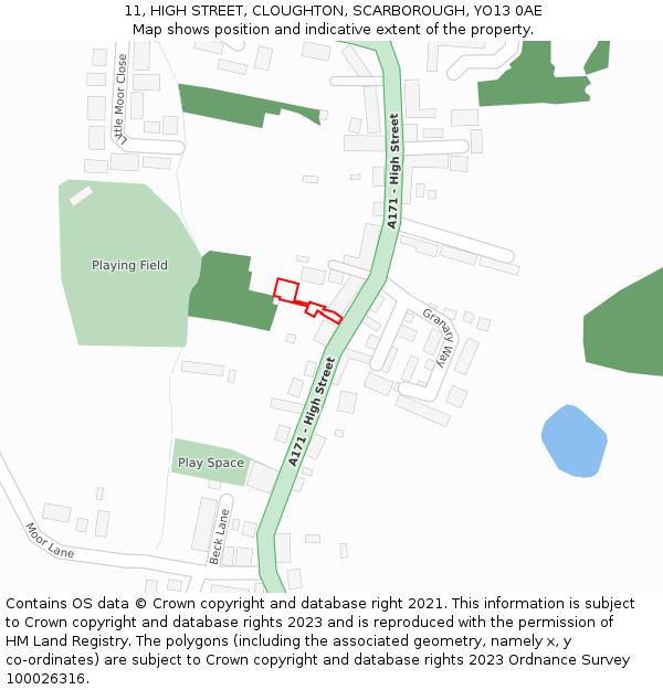 11, HIGH STREET, CLOUGHTON, SCARBOROUGH, YO13 0AE: Location map and indicative extent of plot