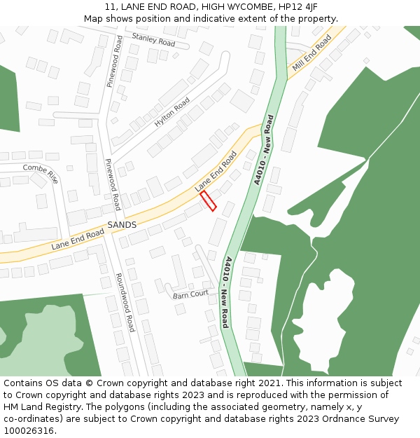 11, LANE END ROAD, HIGH WYCOMBE, HP12 4JF: Location map and indicative extent of plot