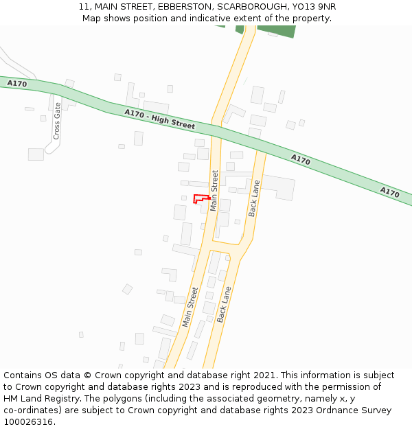 11, MAIN STREET, EBBERSTON, SCARBOROUGH, YO13 9NR: Location map and indicative extent of plot