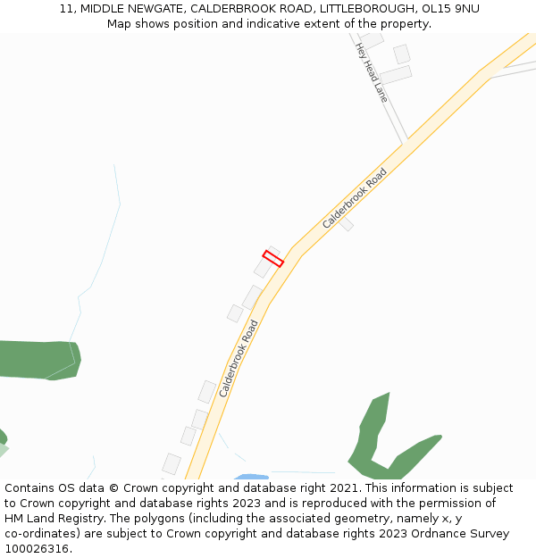 11, MIDDLE NEWGATE, CALDERBROOK ROAD, LITTLEBOROUGH, OL15 9NU: Location map and indicative extent of plot