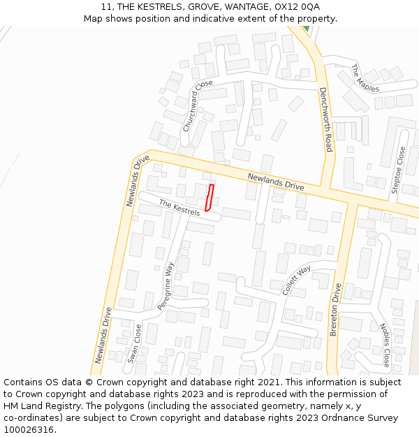 11, THE KESTRELS, GROVE, WANTAGE, OX12 0QA: Location map and indicative extent of plot