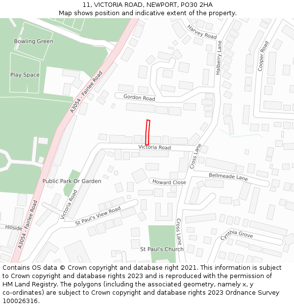 11, VICTORIA ROAD, NEWPORT, PO30 2HA: Location map and indicative extent of plot
