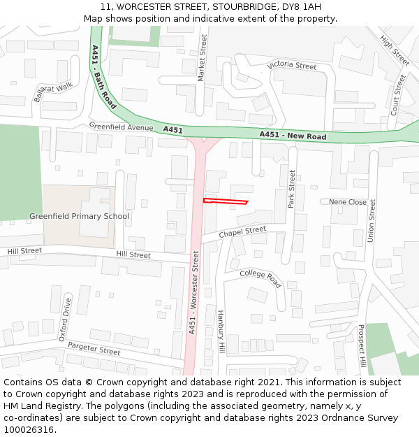11, WORCESTER STREET, STOURBRIDGE, DY8 1AH: Location map and indicative extent of plot
