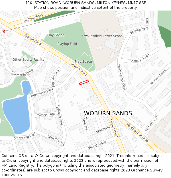 110, STATION ROAD, WOBURN SANDS, MILTON KEYNES, MK17 8SB: Location map and indicative extent of plot
