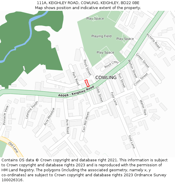 111A, KEIGHLEY ROAD, COWLING, KEIGHLEY, BD22 0BE: Location map and indicative extent of plot