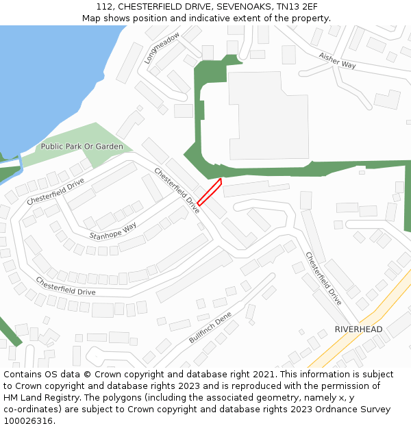 112, CHESTERFIELD DRIVE, SEVENOAKS, TN13 2EF: Location map and indicative extent of plot