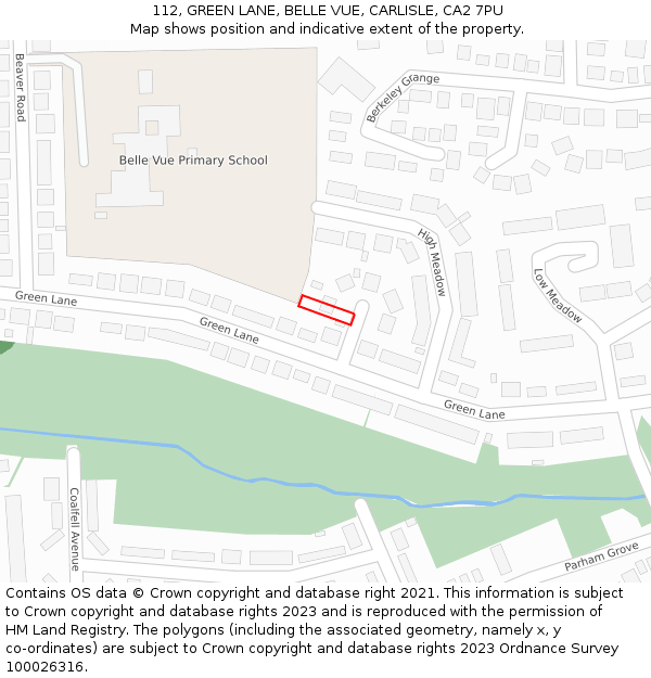 112, GREEN LANE, BELLE VUE, CARLISLE, CA2 7PU: Location map and indicative extent of plot