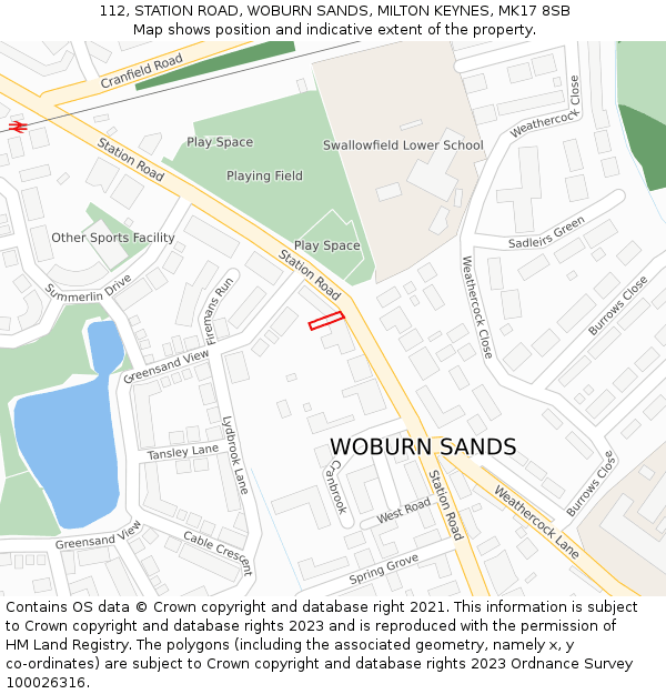 112, STATION ROAD, WOBURN SANDS, MILTON KEYNES, MK17 8SB: Location map and indicative extent of plot