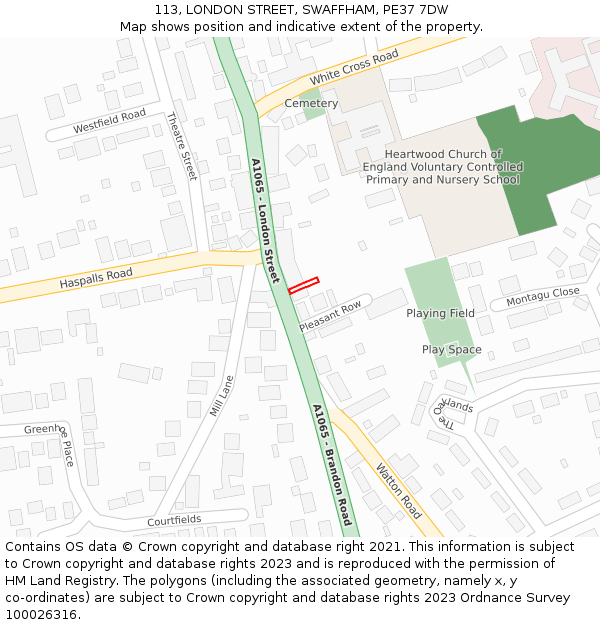 113, LONDON STREET, SWAFFHAM, PE37 7DW: Location map and indicative extent of plot