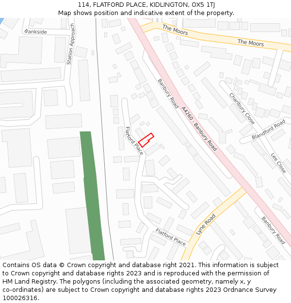 114, FLATFORD PLACE, KIDLINGTON, OX5 1TJ: Location map and indicative extent of plot